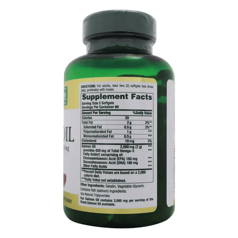 Nature's Bounty Cold Water Salmon Oil 1000mg Fish Oil Supplement Softgels, Pack of 120's