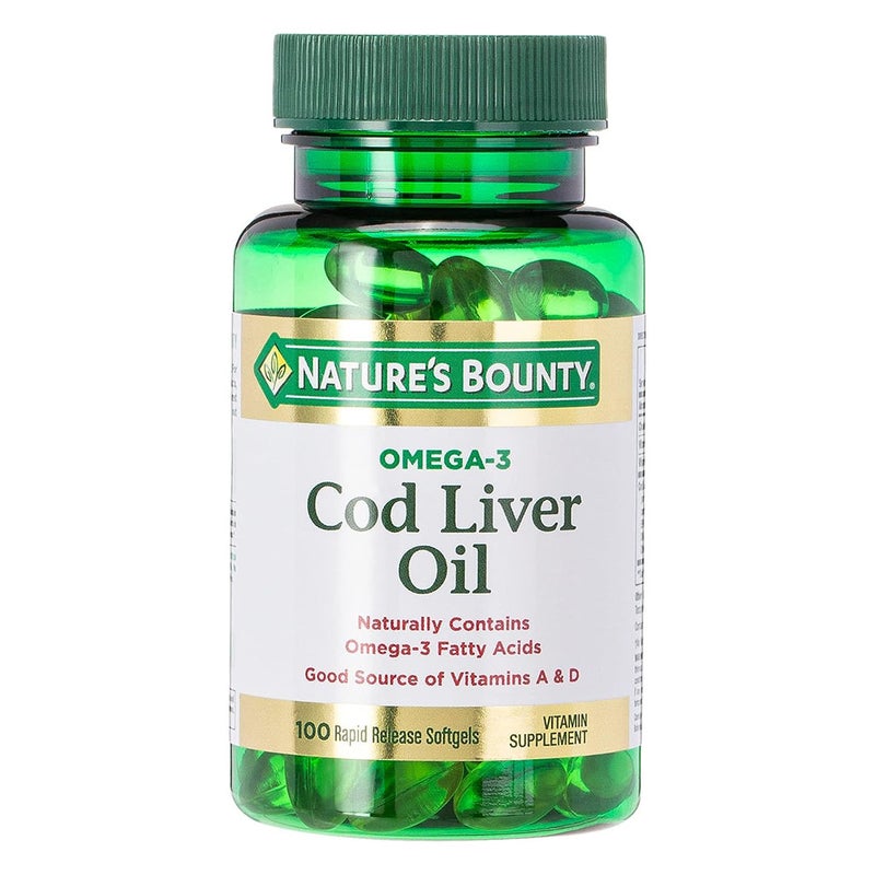 Nature's Bounty Omega 3 Cod Liver Oil Softgels, Pack of 100's