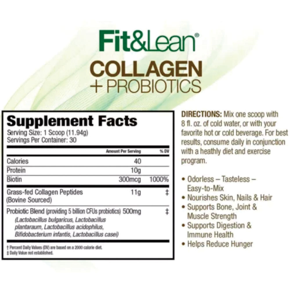 Fit & Lean Collagen + Probiotics Unflavored 358g