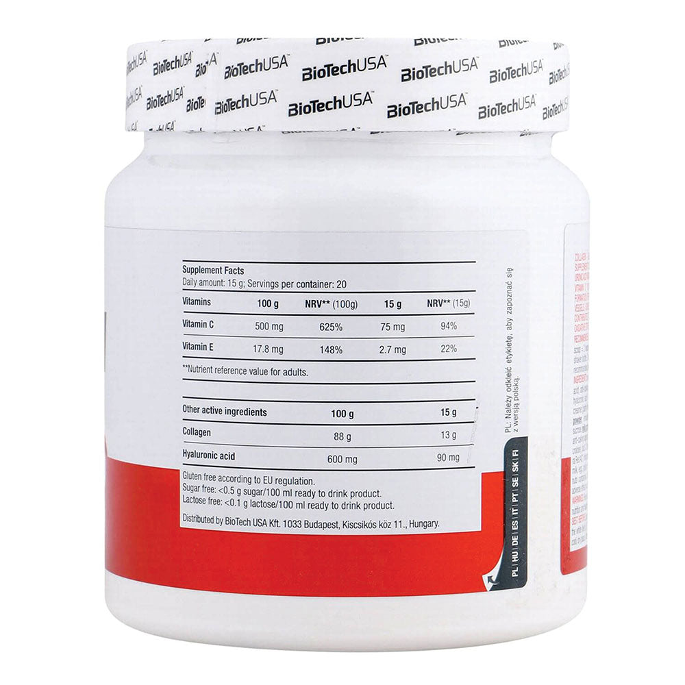 BioTechUSA Collagen Powder – 300 g | Hydrolyzed Beef Collagen + Hyaluronic Acid & Vitamins