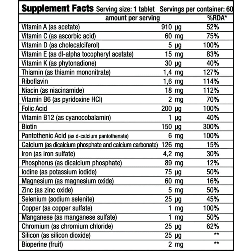 BioTechUSA Vitamin Complex – 60 Capsules | Daily Multivitamin & Mineral Blend