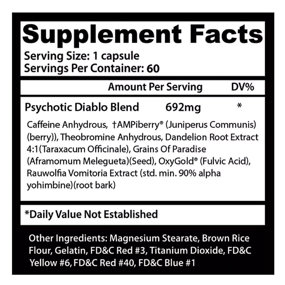 Insane Psychotic Diablo Fat Burner 60 Capsules