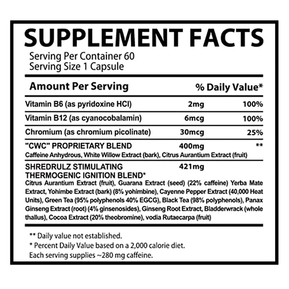 Muscle Rulz Shred Rulz Fat Burner 60 Capsules