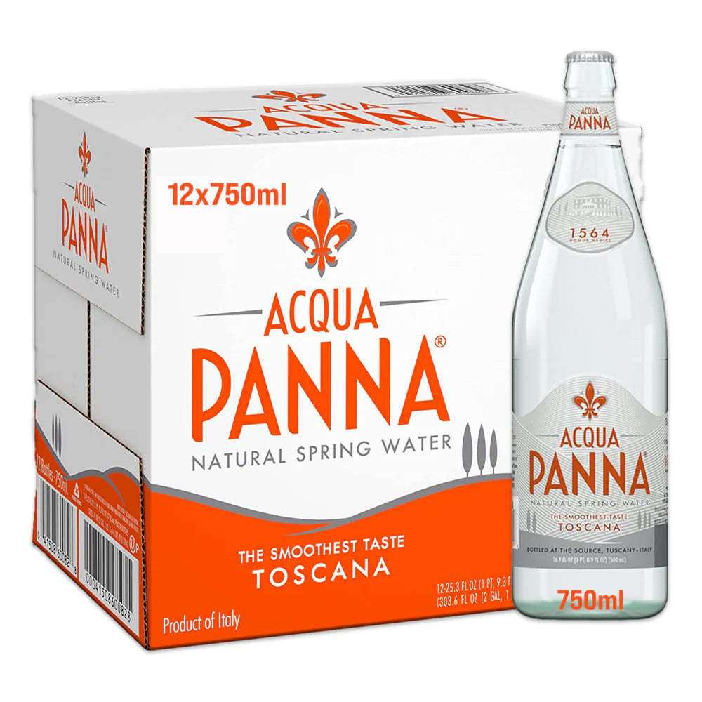 Acqua Panna Natural Still Mineral Water Glass Bottle – 750ml X 12 Pcs