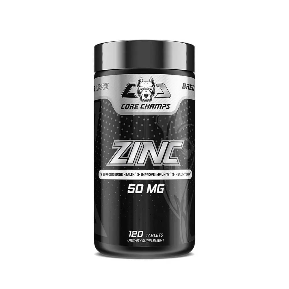 Core Champs Zinc – 120 Tablets | High Absorption Zinc for Immune & Skin Support