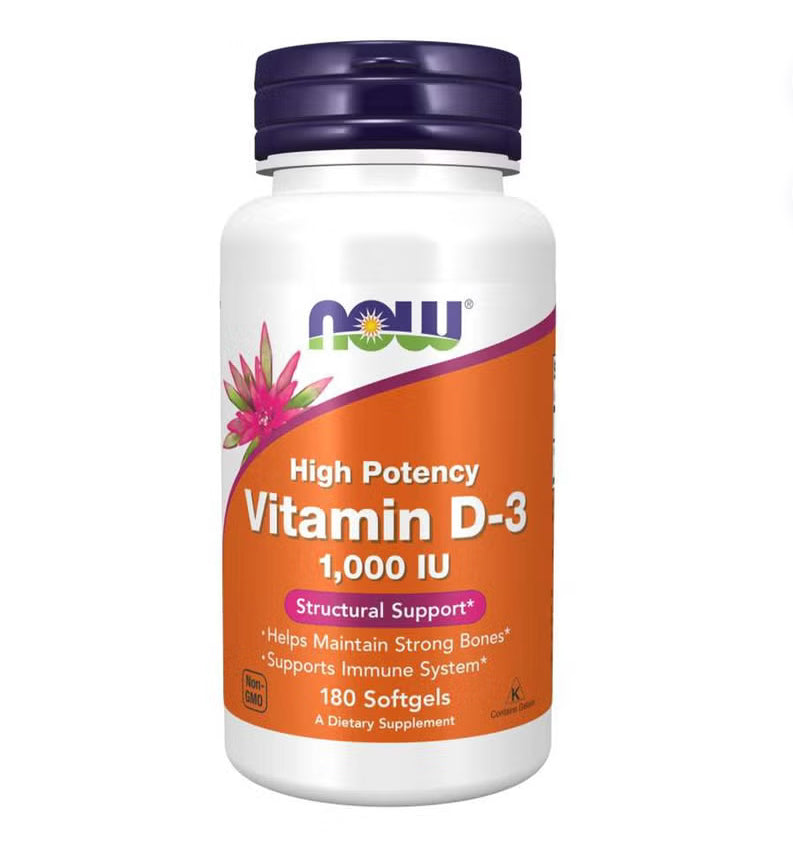 Now High Potency Vitamin D3 1000IU Softgels For Strong Bones & Immune Support, Pack of 180's