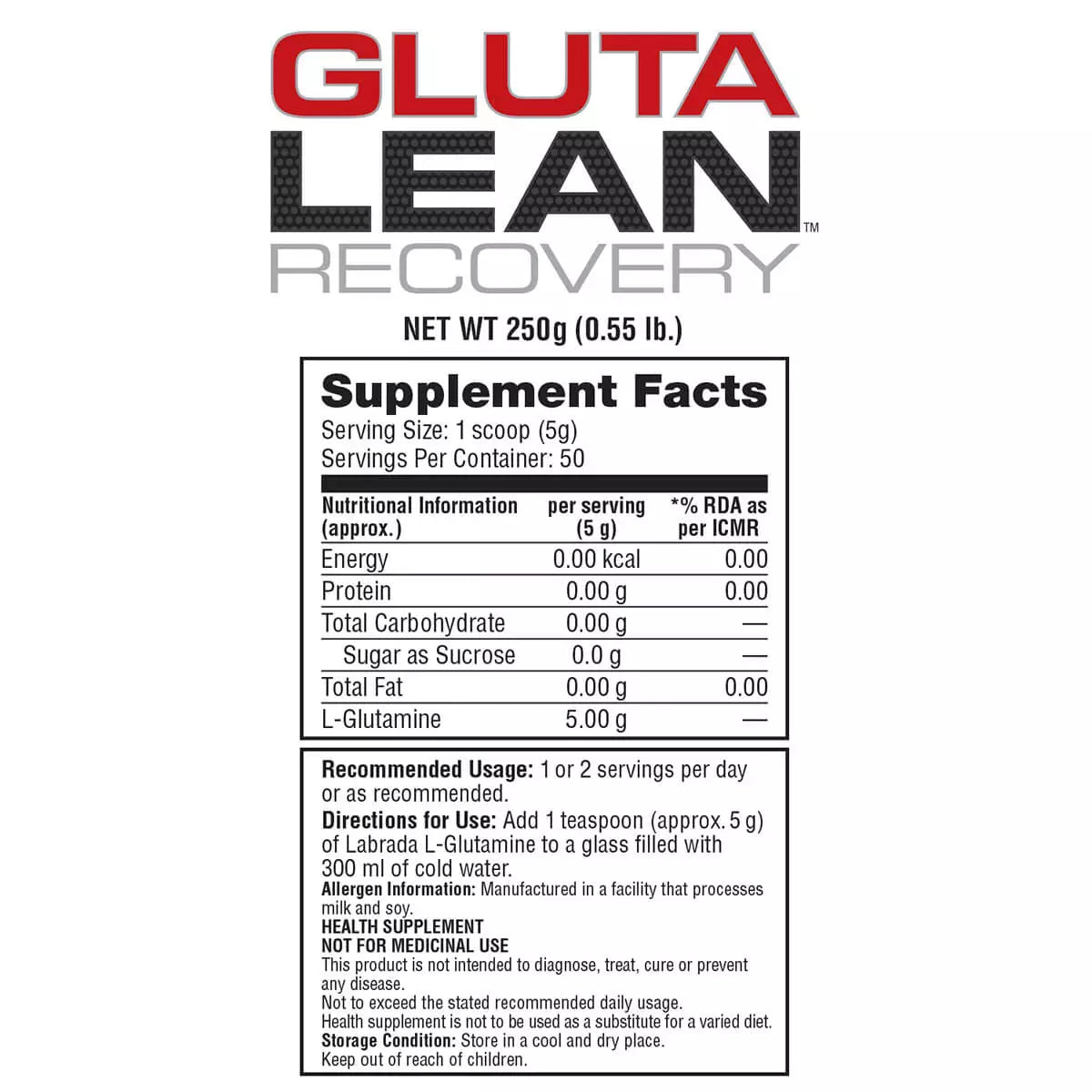 Labrada Gluta Lean 100% L-Glutamine