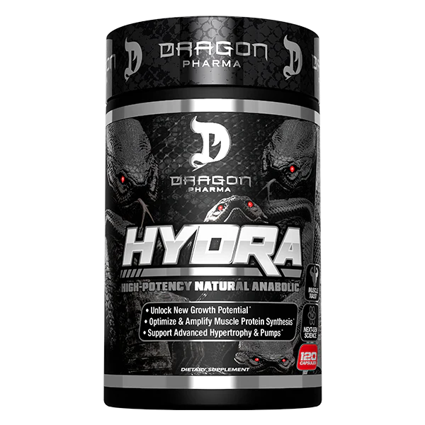 Dragon Pharma HYDRA – Natural Anabolic Muscle Builder | 120 Capsules (30 Servings)
