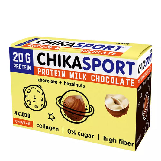 Chikalab Chikasport Protein Milk Chocolate Bars - 4x100g Pack