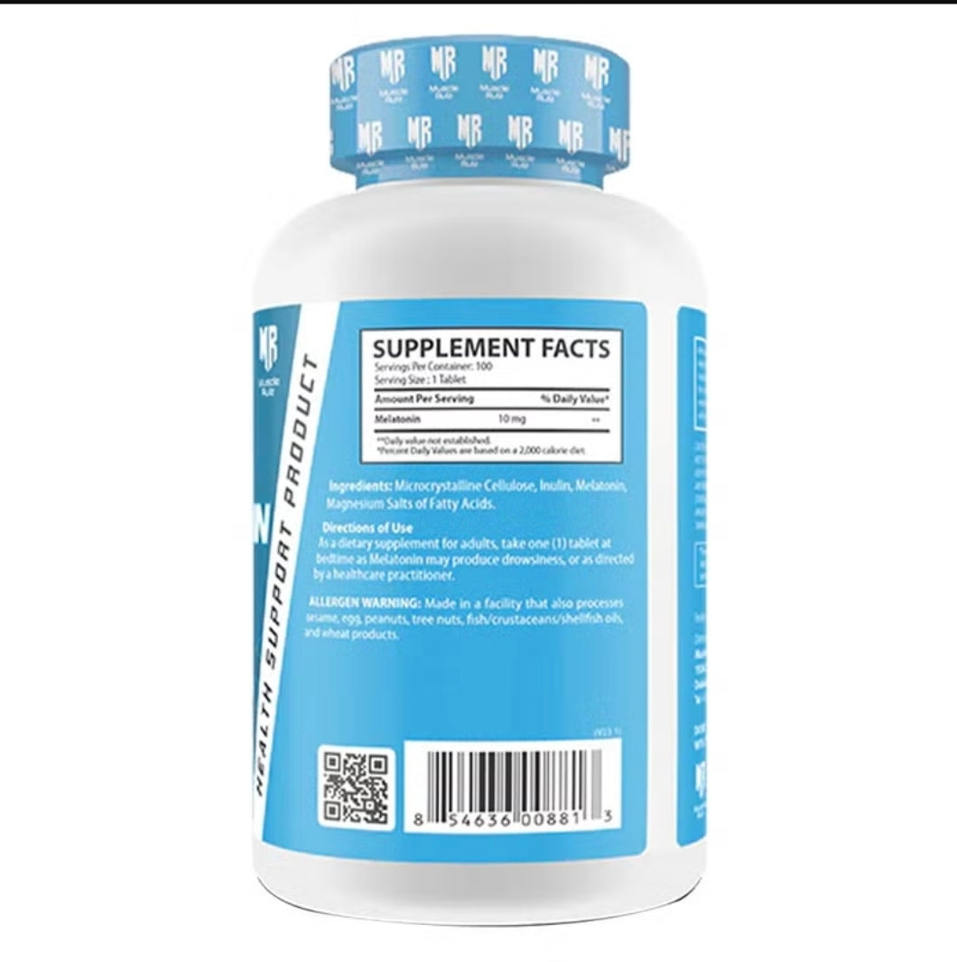 Muscle Rulz 10mg Melatonin Tablets, Pack of 100's - Sleep & Recovery Support