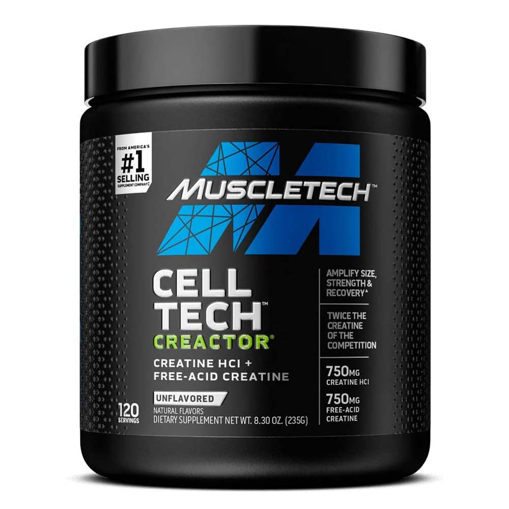 MuscleTech Cell-Tech Creactor – 120 Servings (Unflavored) | Ultra-Pure Creatine HCl + Free-Acid Crea