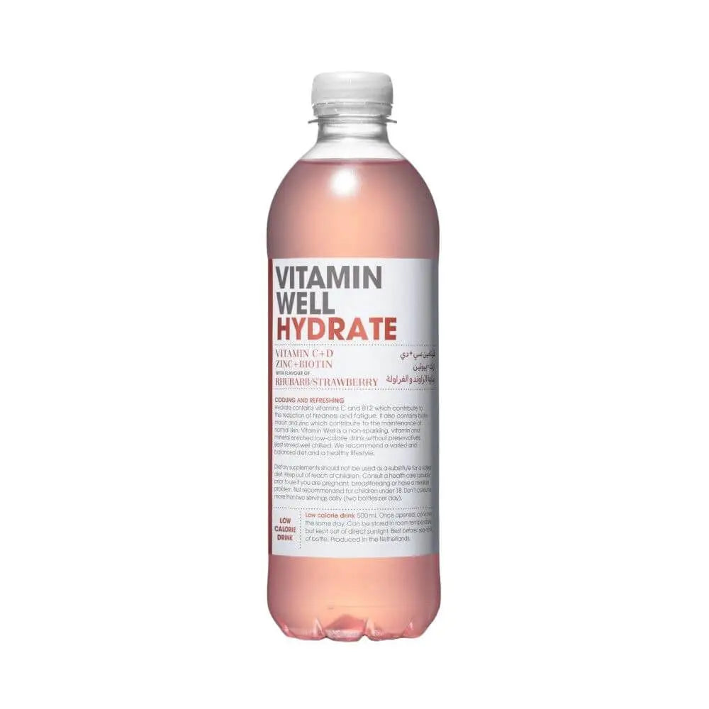 Boost Your Day: Vitamin Well Hydrate Rhubarb/Strawberry 500ml