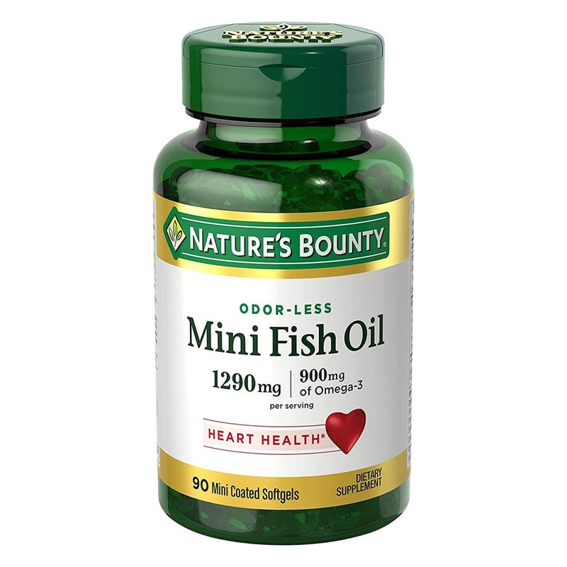 Nature's Bounty 1290mg Mini Fish Oil Supplment Softgels, Pack of 90's