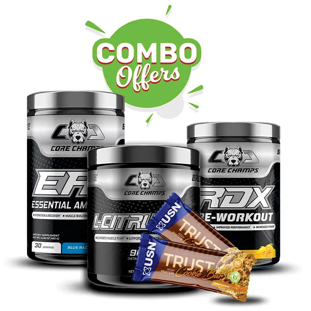 Core Champs Combo: EAA, RDX, L-Citrulline + Free UNS Trust Protein Bar