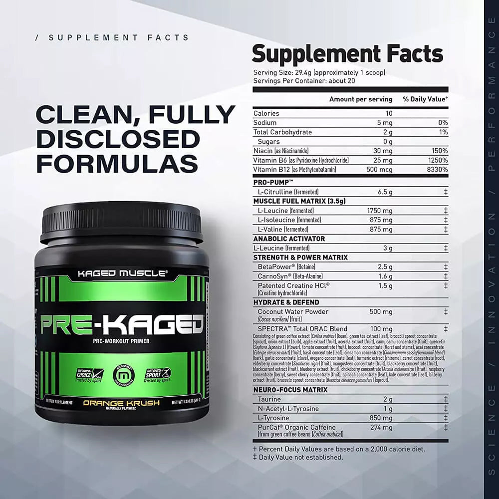 Kaged Muscle Pre-Kaged Pre-Workout Powder 592g