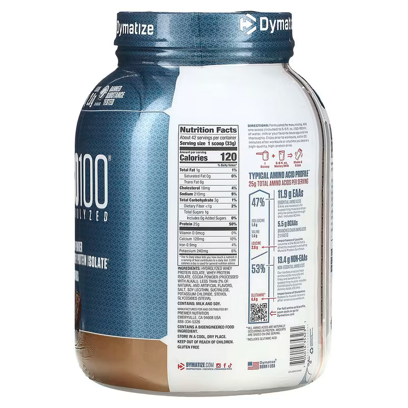 Dymatize ISO100 Hydrolyzed Whey Protein Isolate – 5lb - Fudge Brownie