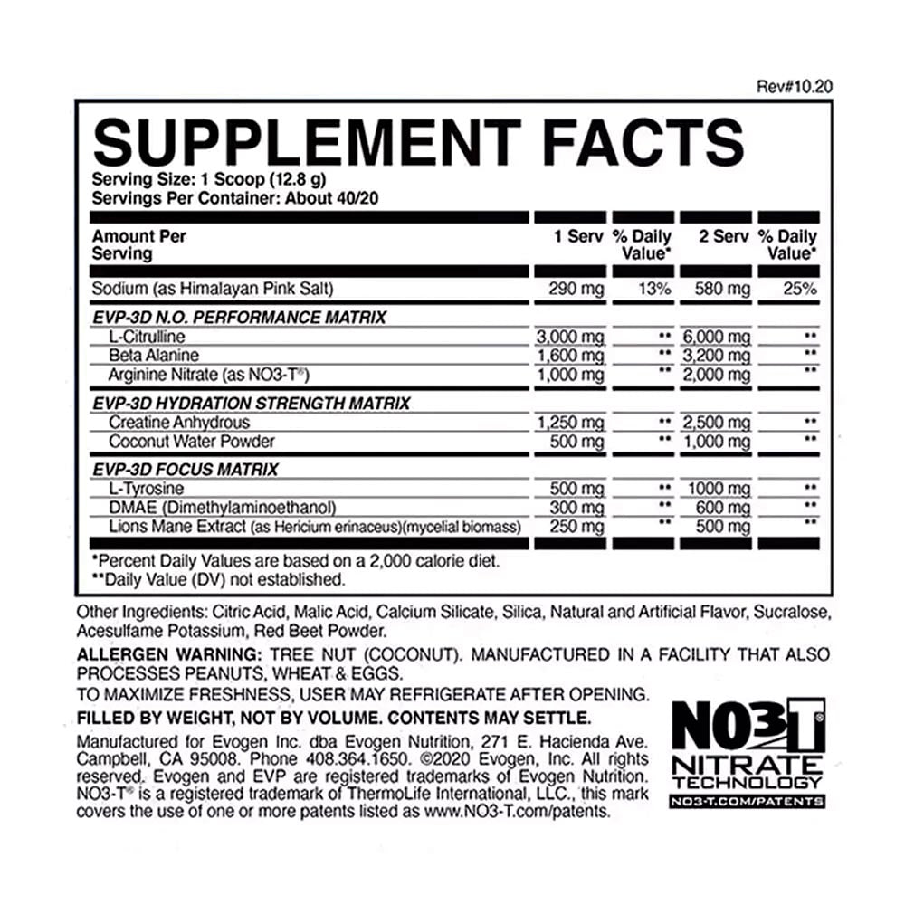 Evogen EVP 3D Stim-Free Pre-Workout 512g