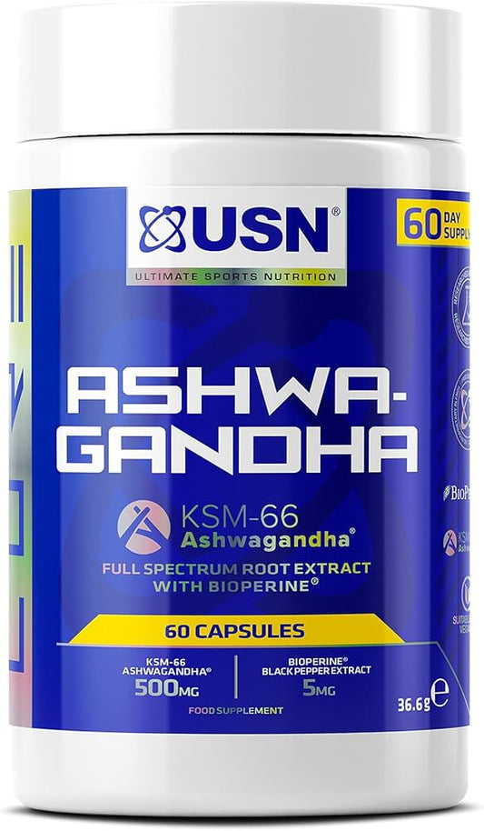 USN Ashwagandha (KSM-66) 60 Capsules – Stress Relief & Mental Clarity