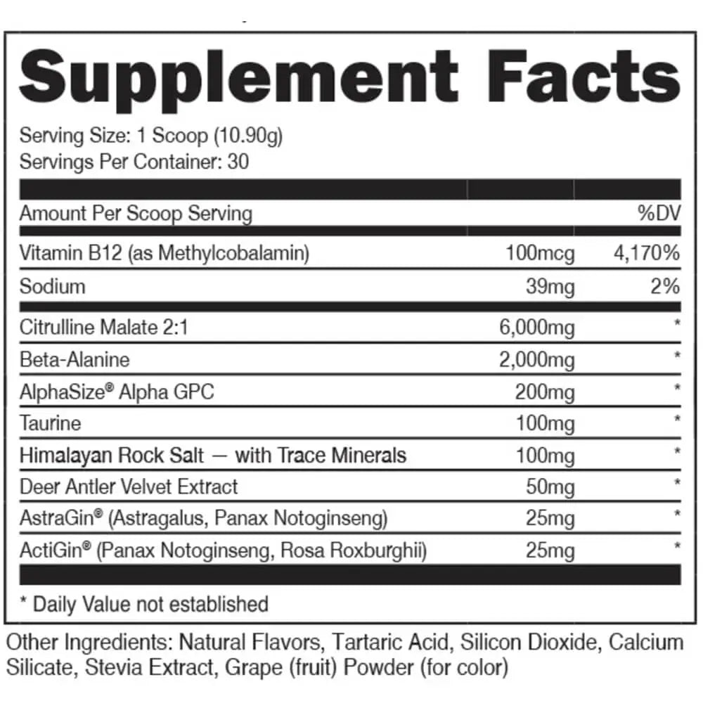 Bucked Up Non-Stimulant Pre-Workout Supplement