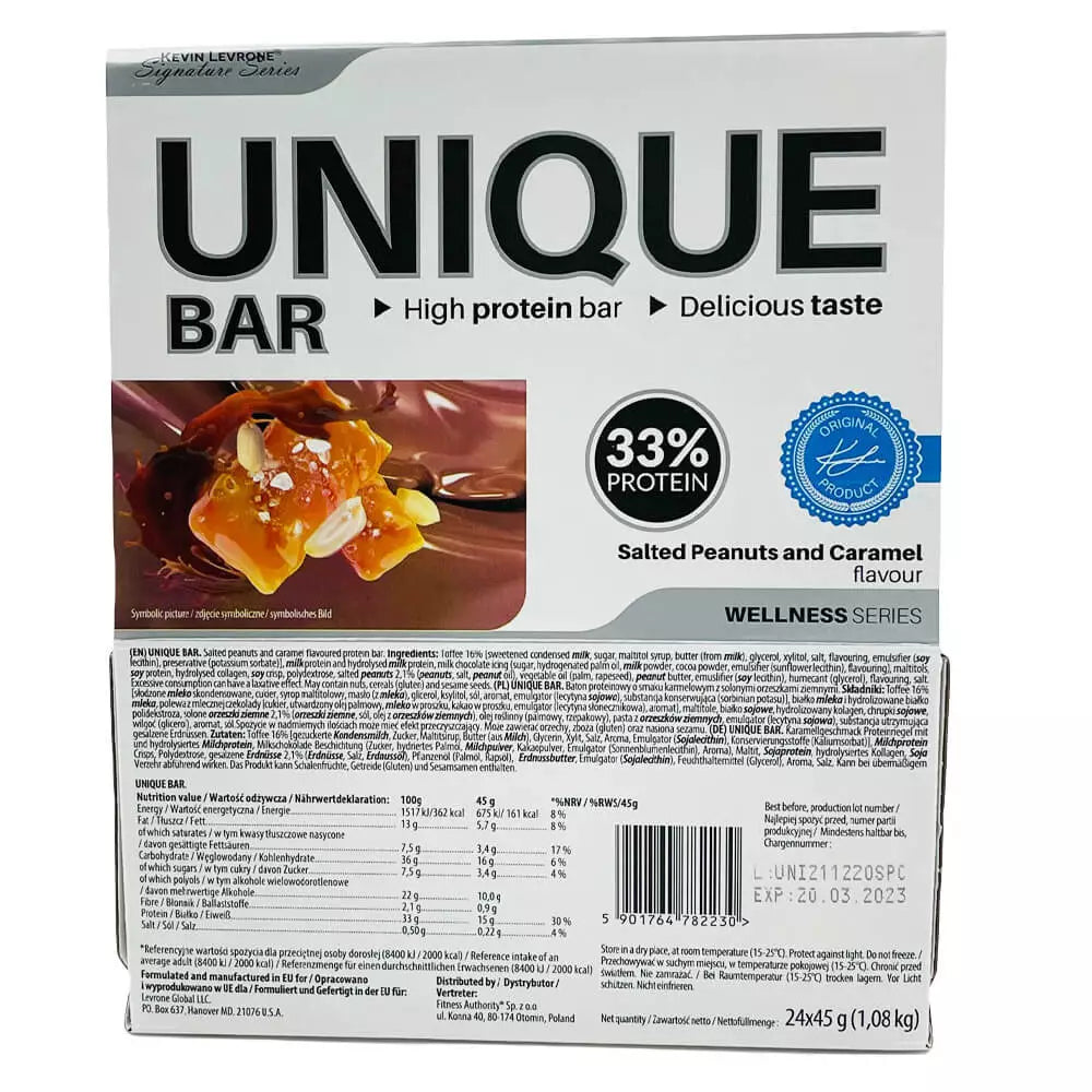 Kevin Levrone Unique Protein Bar Pack of 24