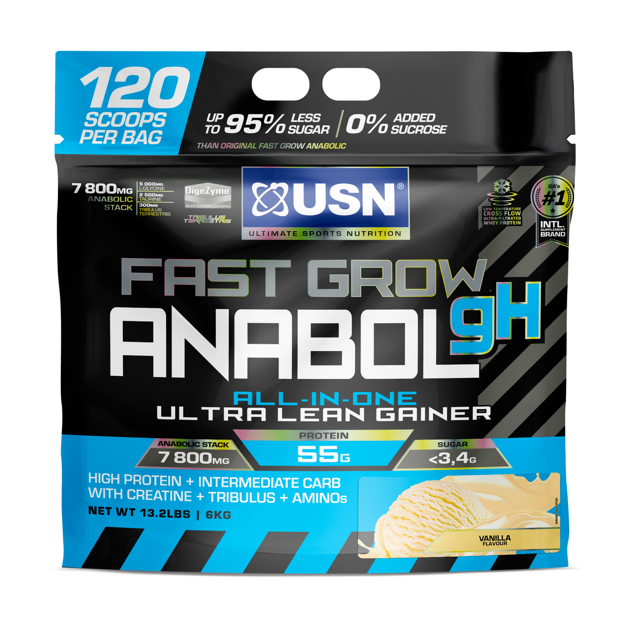 USN Fast Grow Anabolic GH 6kg – High-Powered Mass Gainer with GH Support