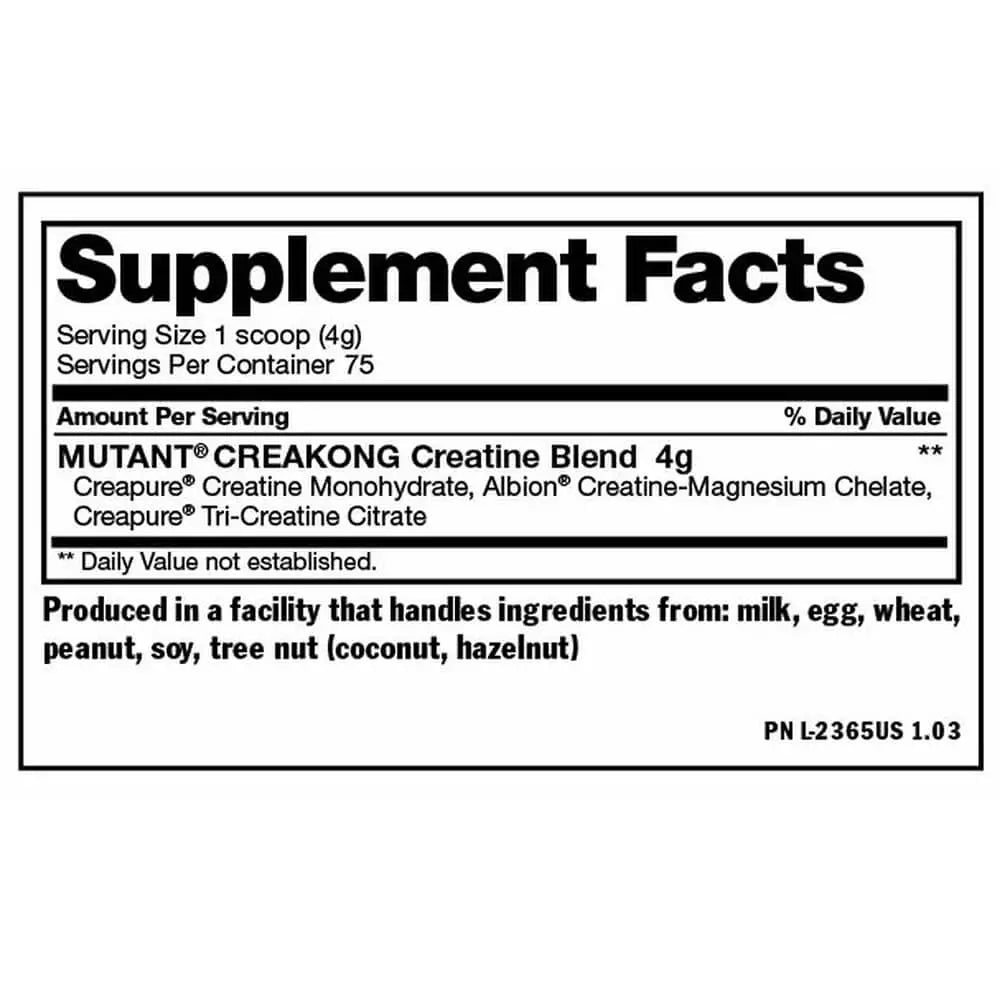 Mutant Crea Kong Creatine Blend 300g Facts
