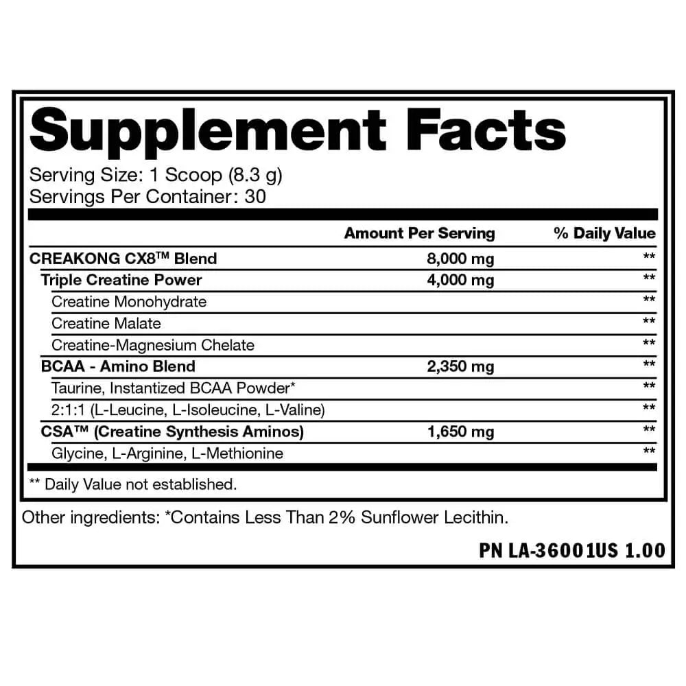 Mutant CreaKong CX8 Unflavored 249g Facts