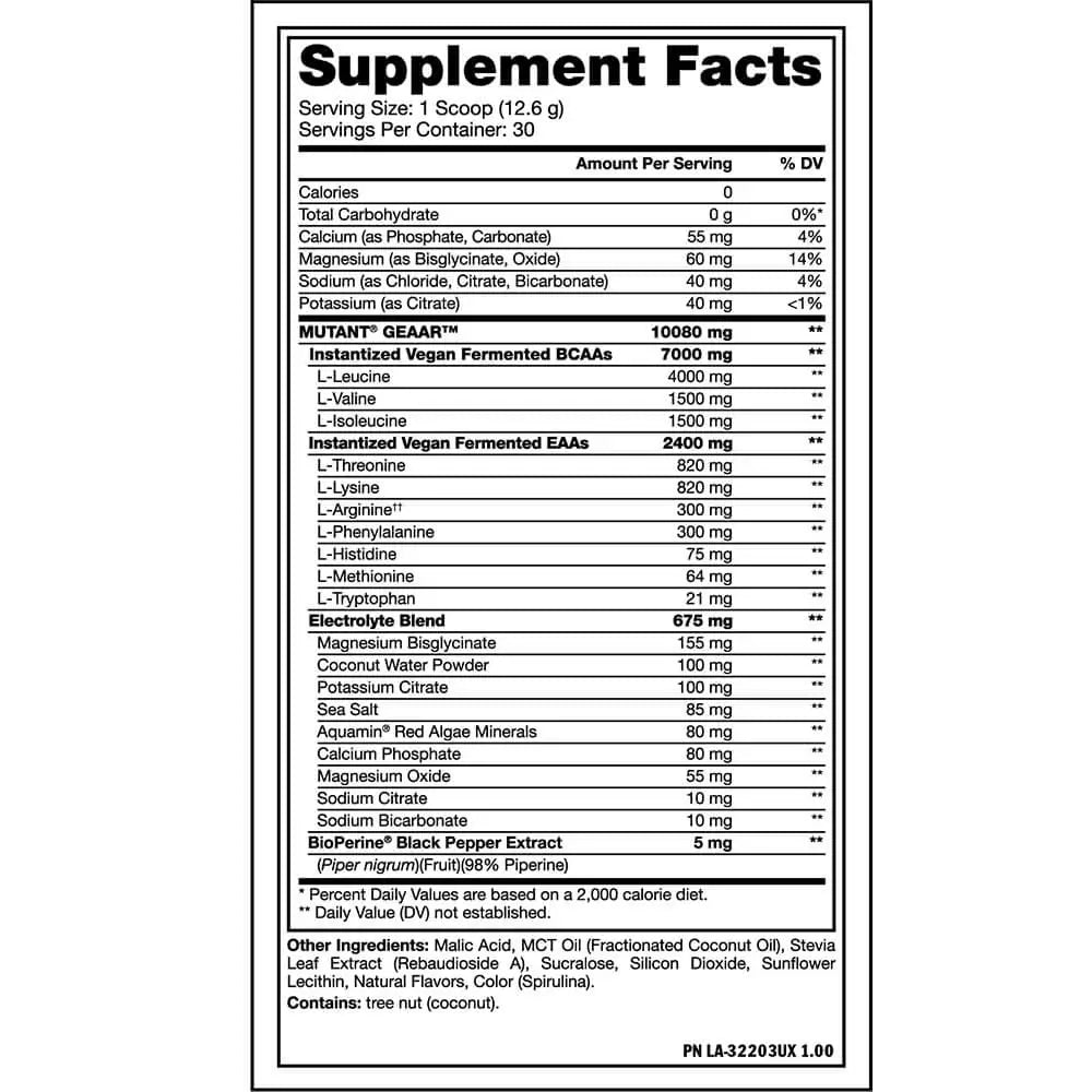 Mutant Geaar Amino 378g Facts