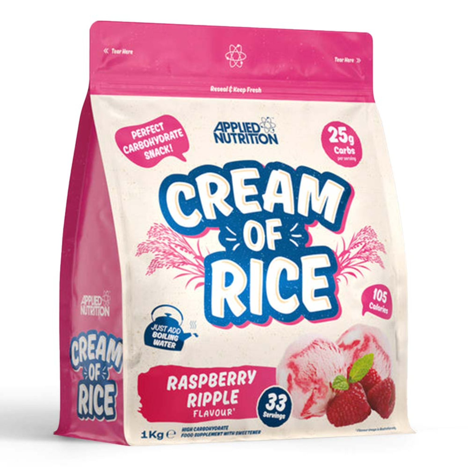 Applied Nutrition Cream of Rice, Raspberry Ripple | 33 Servings | 1 kg