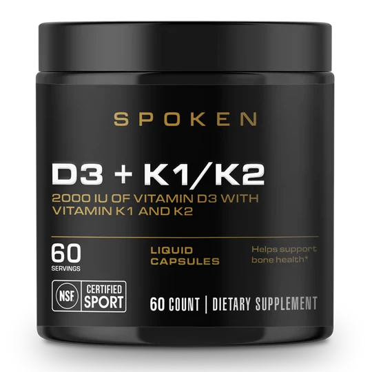 SPOKEN D3 + K1/K2 – 60 Capsules (60 Servings) | Bone & Immune Support