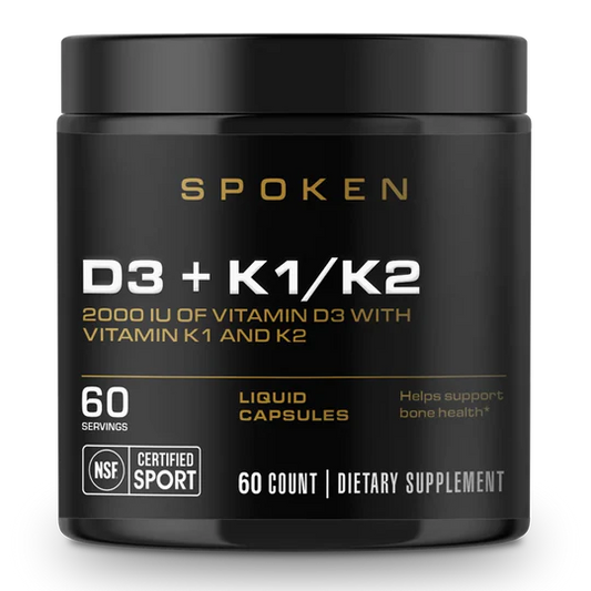 SPOKEN D3 + K1/K2 – 60 Capsules (60 Servings) | Bone & Immune Support