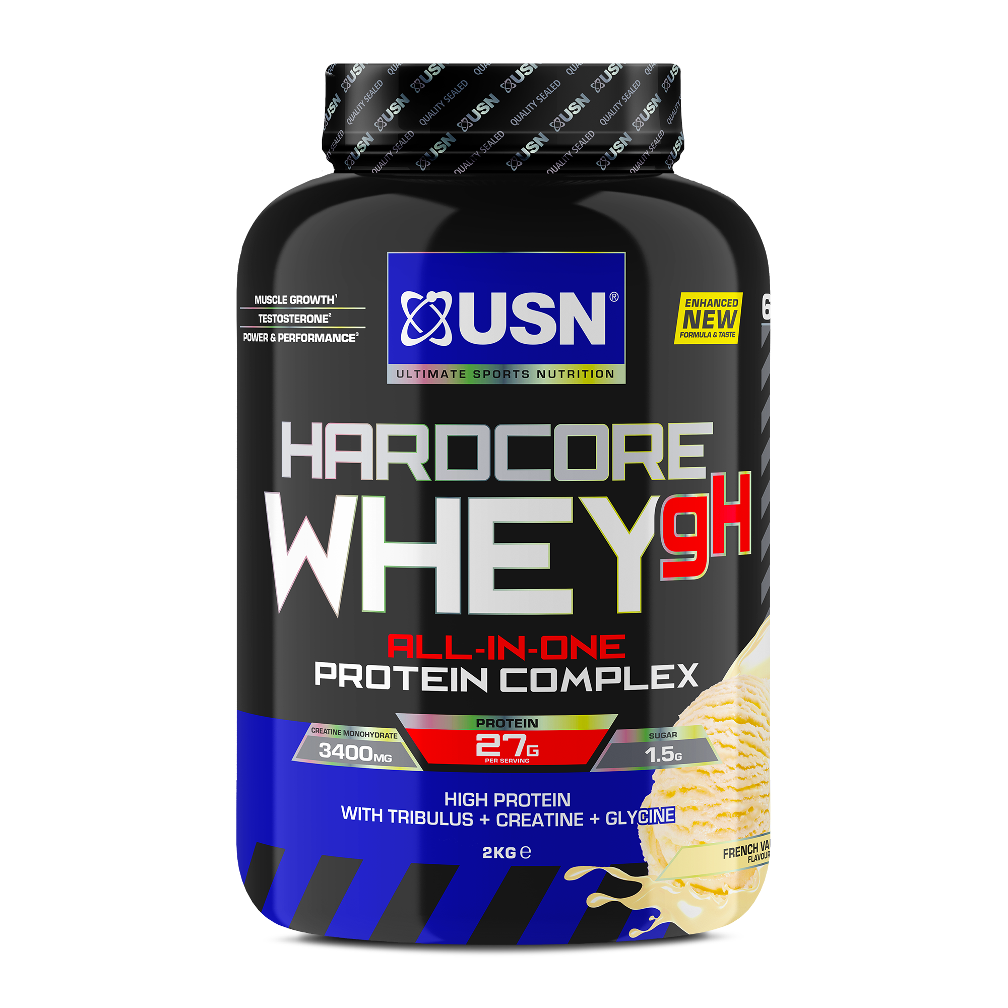USN Hardcore Whey GH 2kg – Advanced Whey Protein with GH Support for Muscle & Strength