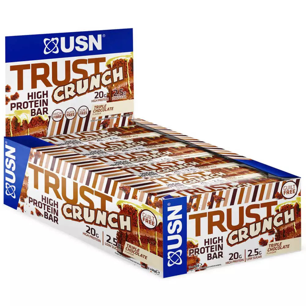 USN Trust Crunch Protein Bar 60g (Pack of 12) – Delicious, High-Protein Snack