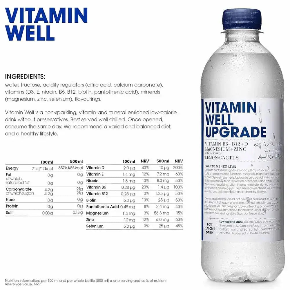 Vitamin Well Upgrade Lemon Flavor 500ml Pack of 12