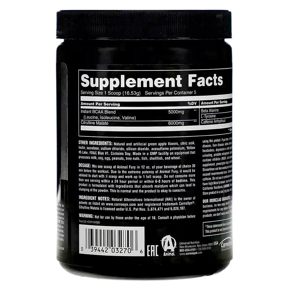 Animal Fury Pre-Workout Stack 30 Servings