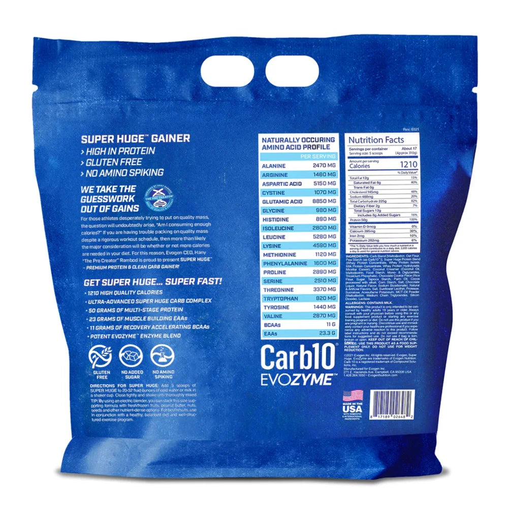 Evogen Super Huge Premium Protein & Clean Crab Gainer 5.44 Kg