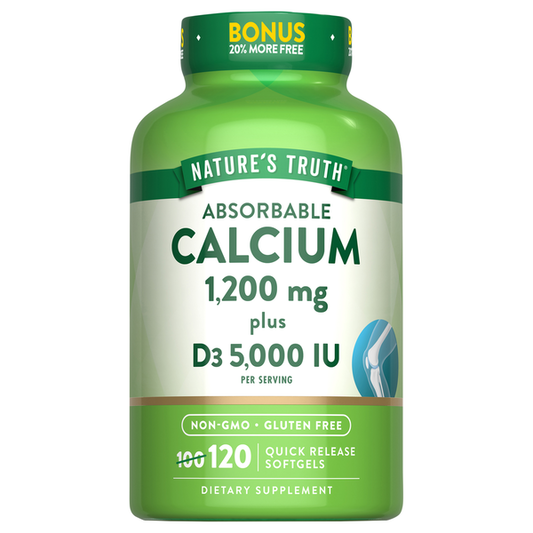 Nature’s Truth Absorbable Calcium 1200 mg + Vitamin D3 5000 IU – 120 Softgels