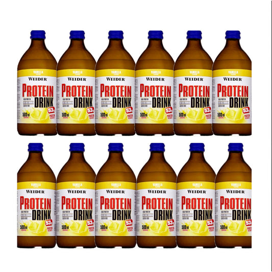 Weider Protein Drink Strawberry Flavour 500ml (Pack of 12) – Ready-to-Drink Protein for Muscle Recovery